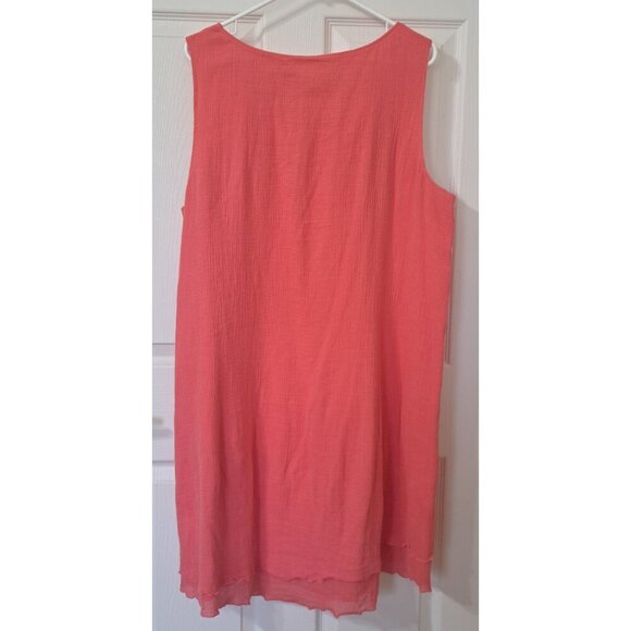 Soft Surroundings XL Peach Gauzy Ruffle Hem Layered Tank Dress Beach - Picture 3 of 7